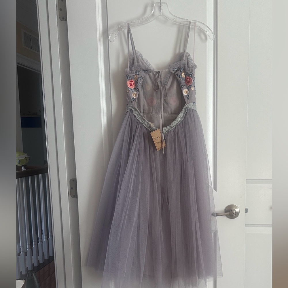 Style Rack Gray Floral Backless Dress - Picture 3 of 3